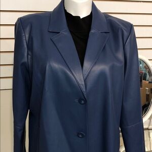 Dennis Basso Blue Women's Faux Leather Jacket